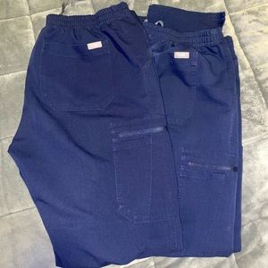 Figs Yola skinny scrub pants, navy, both size M, very good used condition.